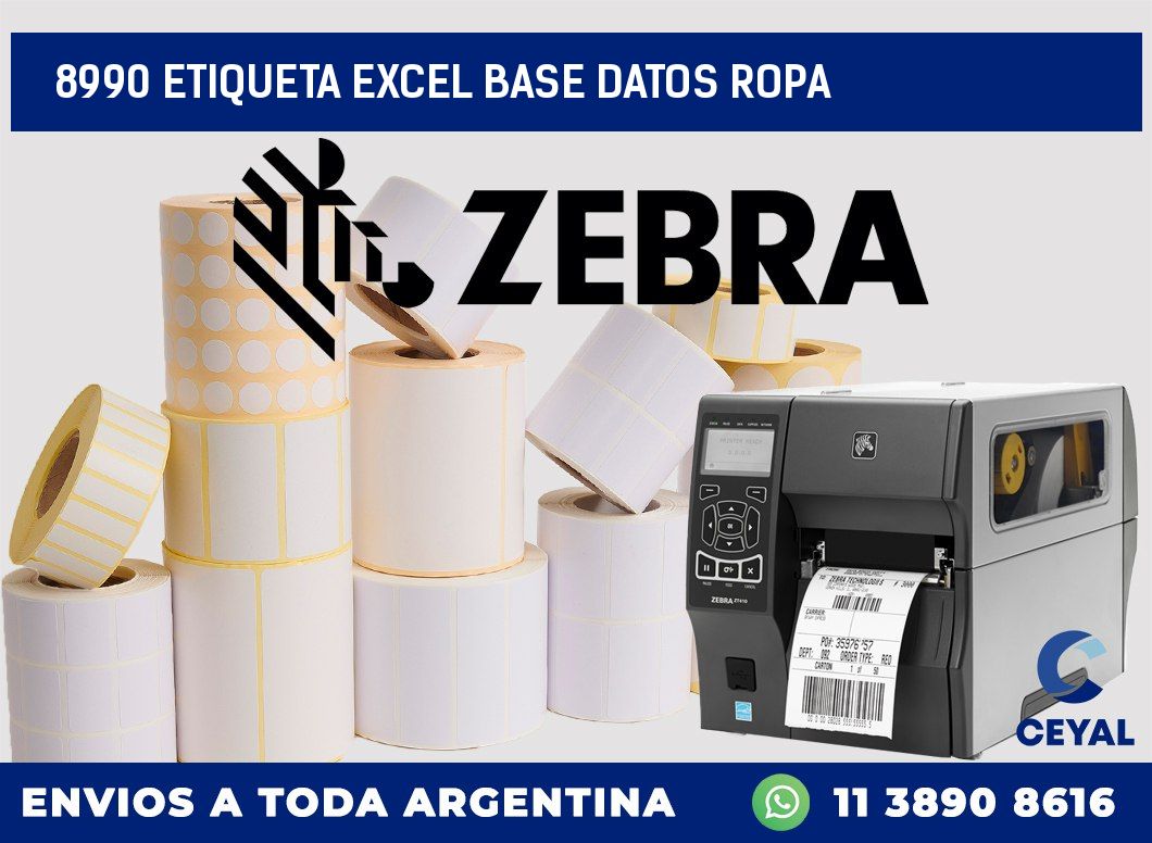 8990 etiqueta excel base datos ropa