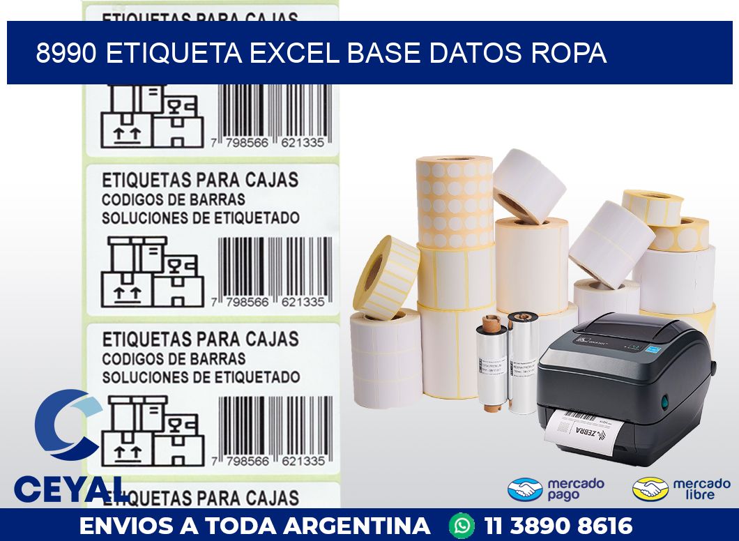 8990 etiqueta excel base datos ropa