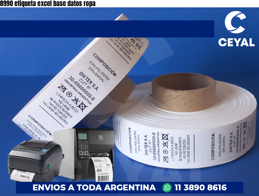 8990 etiqueta excel base datos ropa