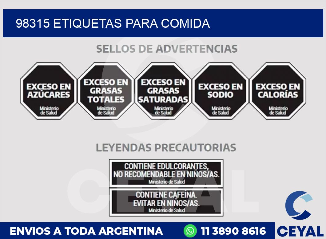 98315 ETIQUETAS PARA COMIDA