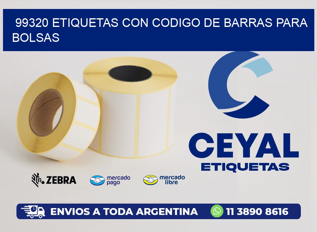 99320 ETIQUETAS CON CODIGO DE BARRAS PARA BOLSAS