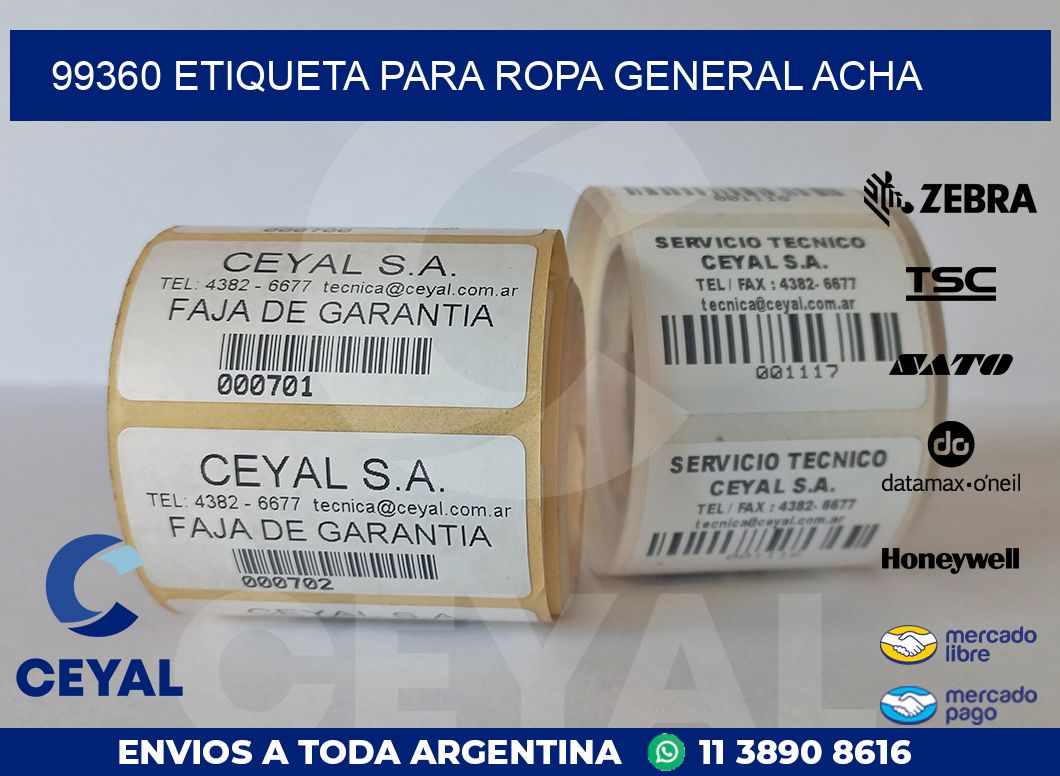99360 ETIQUETA PARA ROPA GENERAL ACHA