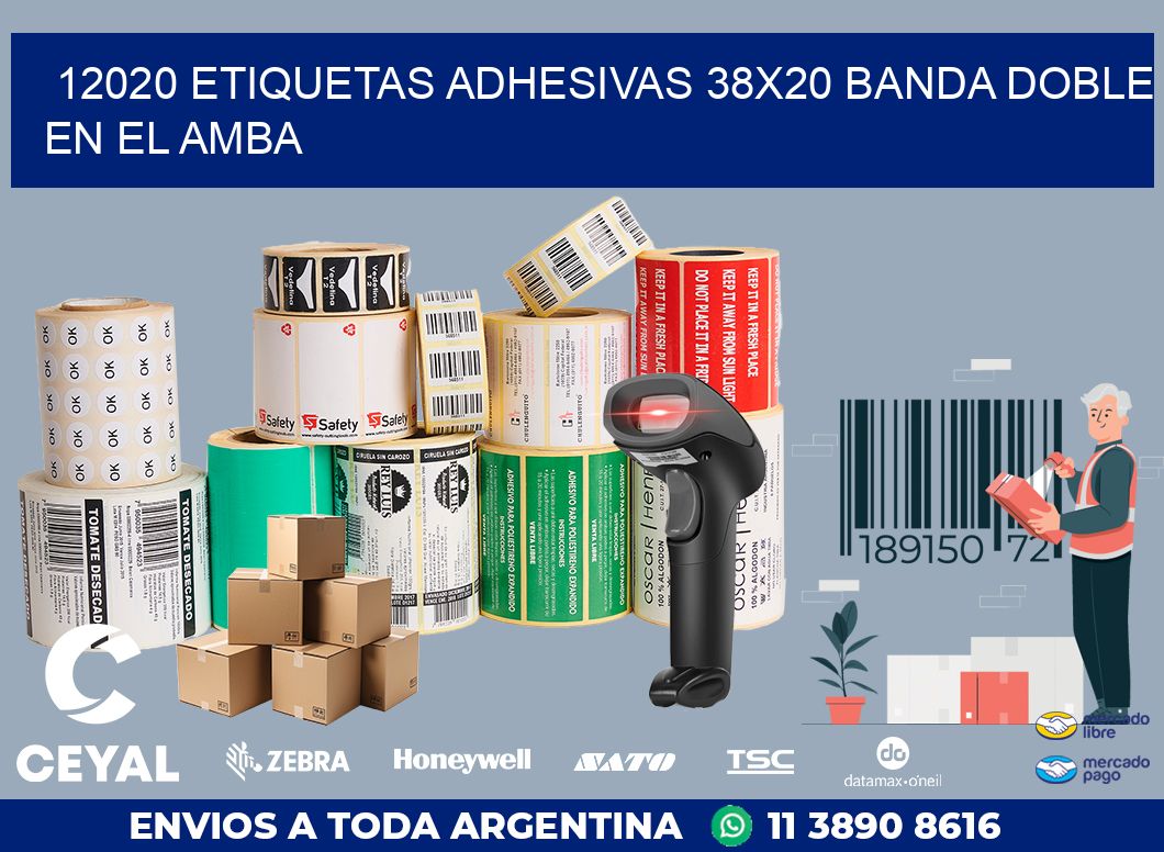 12020 ETIQUETAS ADHESIVAS 38X20 BANDA DOBLE EN EL AMBA