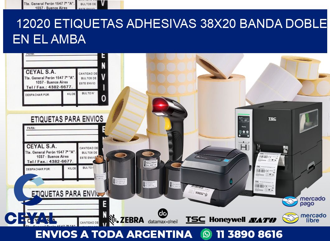 12020 ETIQUETAS ADHESIVAS 38X20 BANDA DOBLE EN EL AMBA
