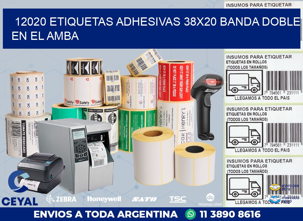 12020 ETIQUETAS ADHESIVAS 38X20 BANDA DOBLE EN EL AMBA