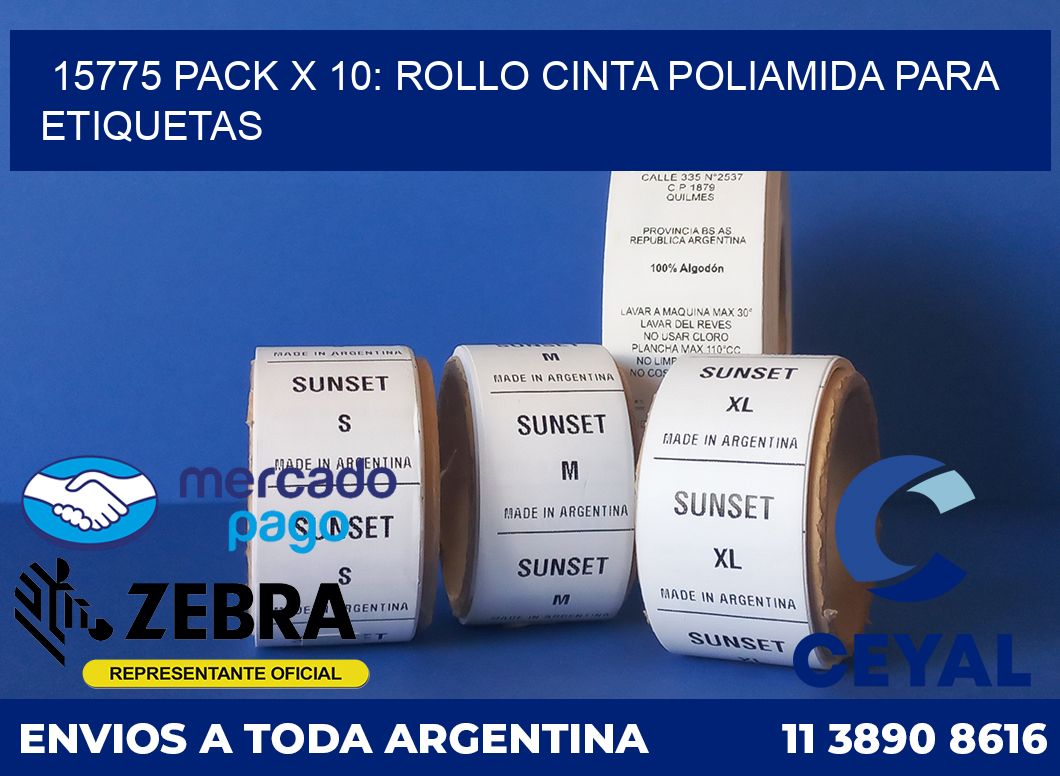15775 PACK X 10: ROLLO CINTA POLIAMIDA PARA ETIQUETAS