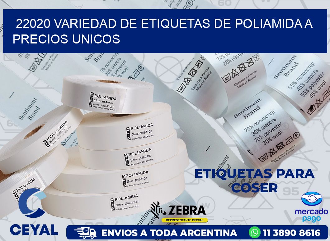 22020 VARIEDAD DE ETIQUETAS DE POLIAMIDA A PRECIOS UNICOS