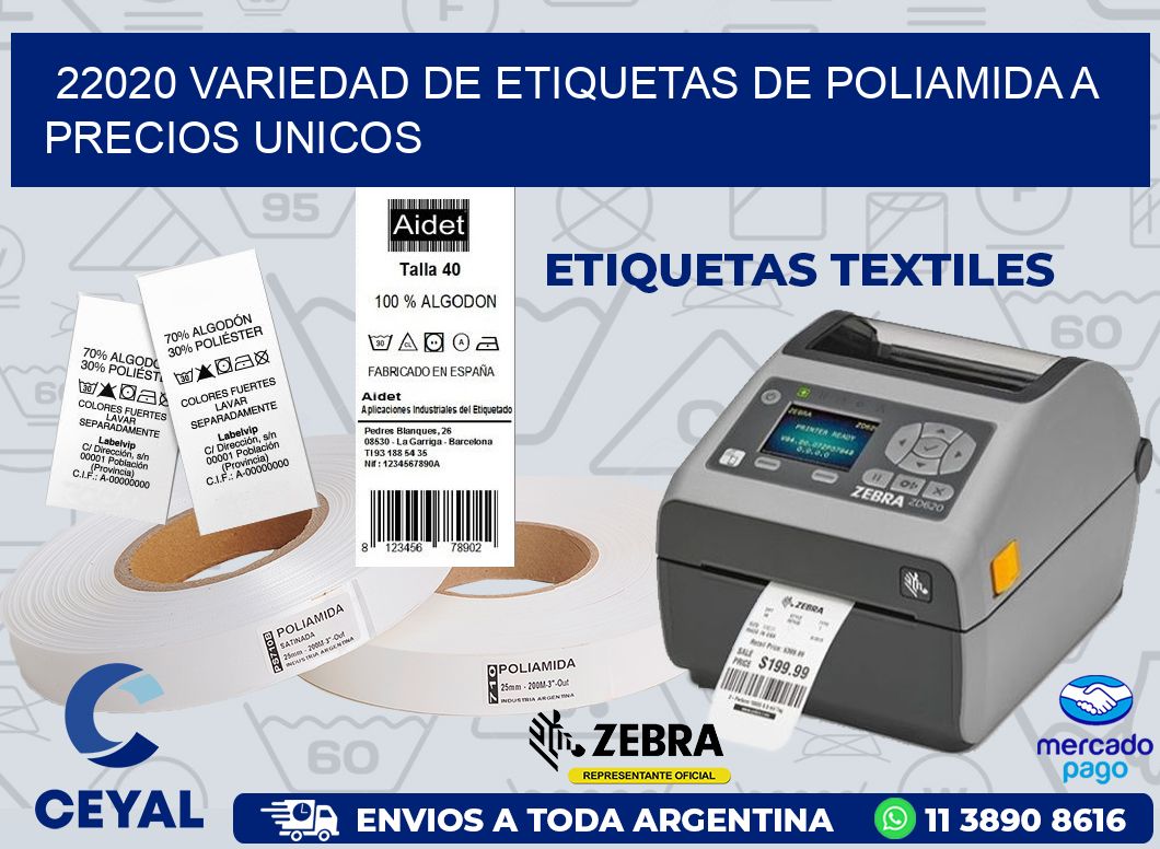 22020 VARIEDAD DE ETIQUETAS DE POLIAMIDA A PRECIOS UNICOS