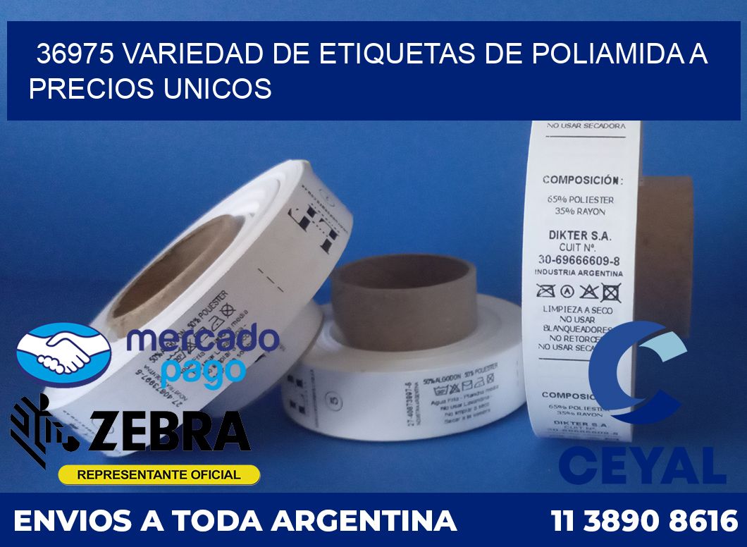 36975 VARIEDAD DE ETIQUETAS DE POLIAMIDA A PRECIOS UNICOS