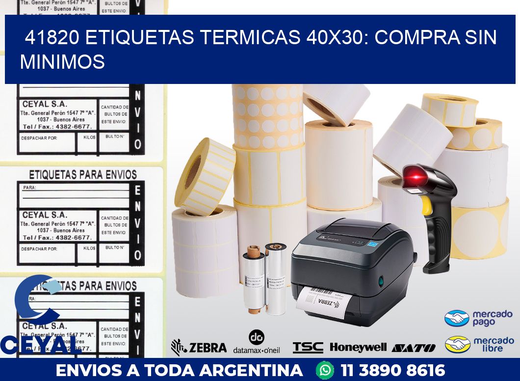 41820 ETIQUETAS TERMICAS 40X30: COMPRA SIN MINIMOS