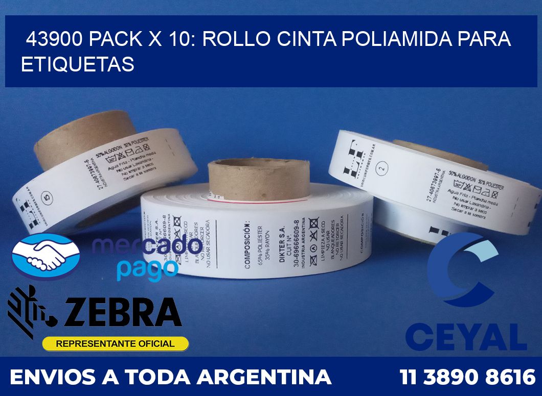 43900 PACK X 10: ROLLO CINTA POLIAMIDA PARA ETIQUETAS