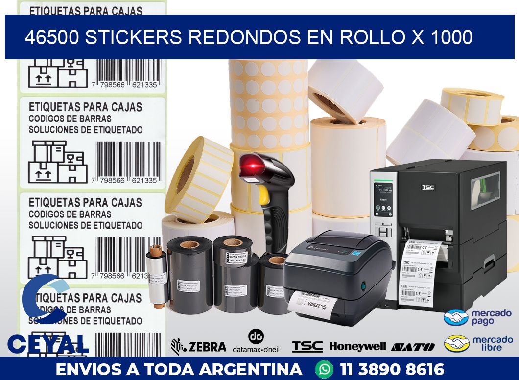46500 STICKERS REDONDOS EN ROLLO X 1000