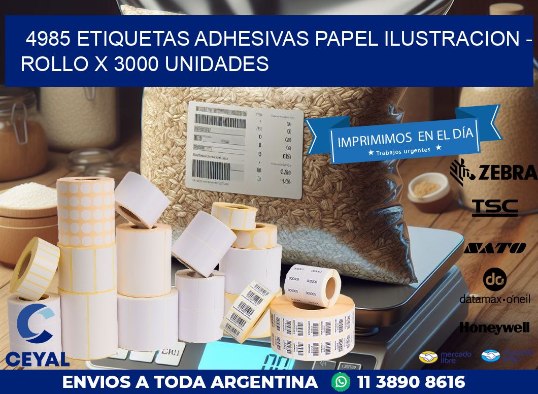 4985 ETIQUETAS ADHESIVAS PAPEL ILUSTRACION – ROLLO X 3000 UNIDADES