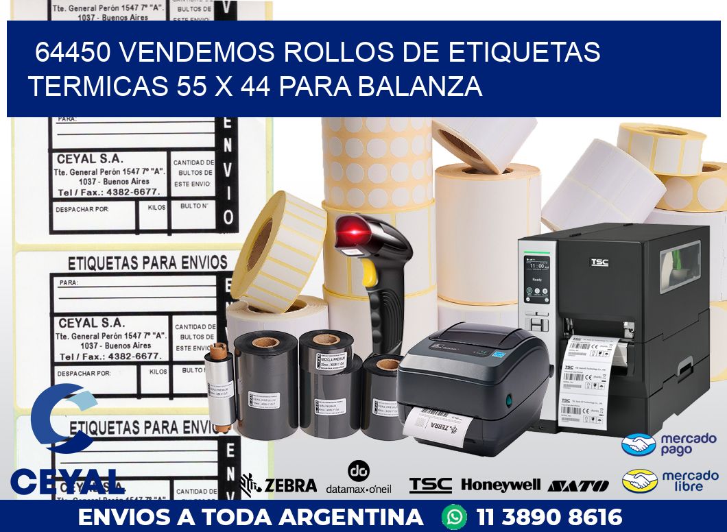 64450 VENDEMOS ROLLOS DE ETIQUETAS TERMICAS 55 X 44 PARA BALANZA