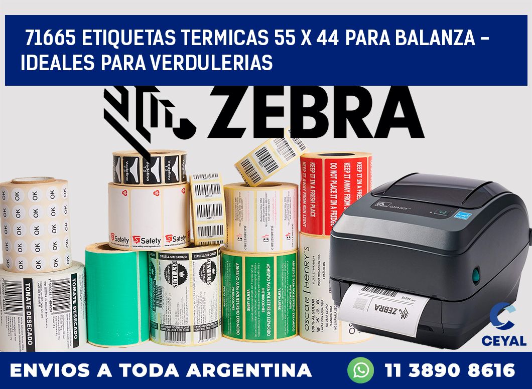 71665 ETIQUETAS TERMICAS 55 X 44 PARA BALANZA - IDEALES PARA VERDULERIAS