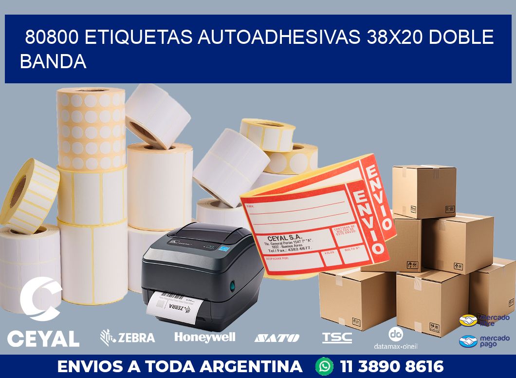 80800 ETIQUETAS AUTOADHESIVAS 38X20 DOBLE BANDA