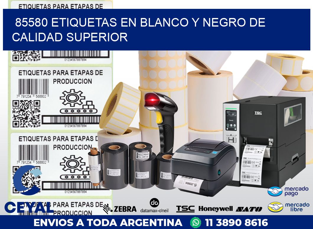 85580 ETIQUETAS EN BLANCO Y NEGRO DE CALIDAD SUPERIOR