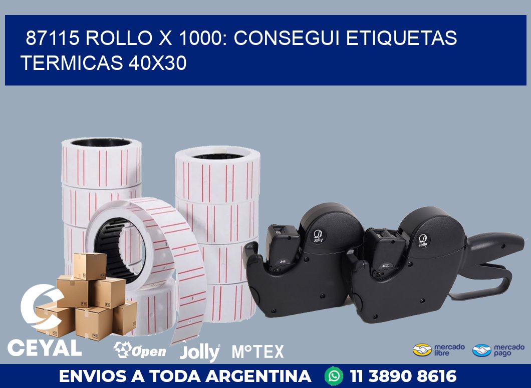 87115 ROLLO X 1000: CONSEGUI ETIQUETAS TERMICAS 40X30