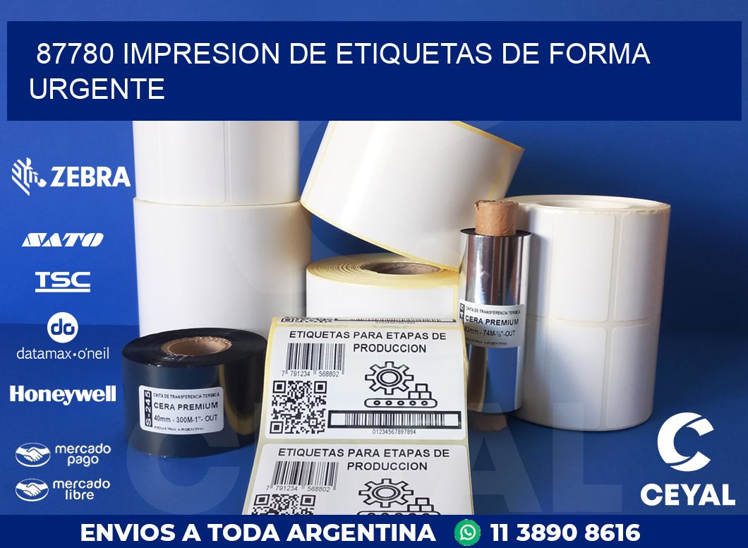 87780 IMPRESION DE ETIQUETAS DE FORMA URGENTE