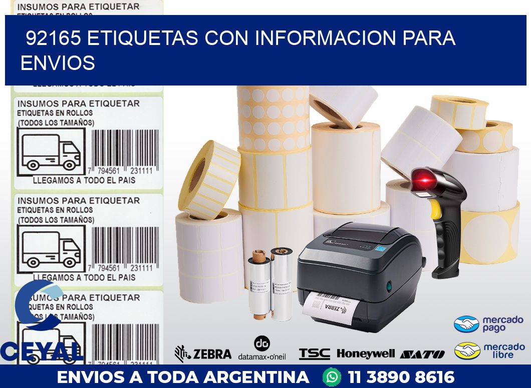92165 ETIQUETAS CON INFORMACION PARA ENVIOS