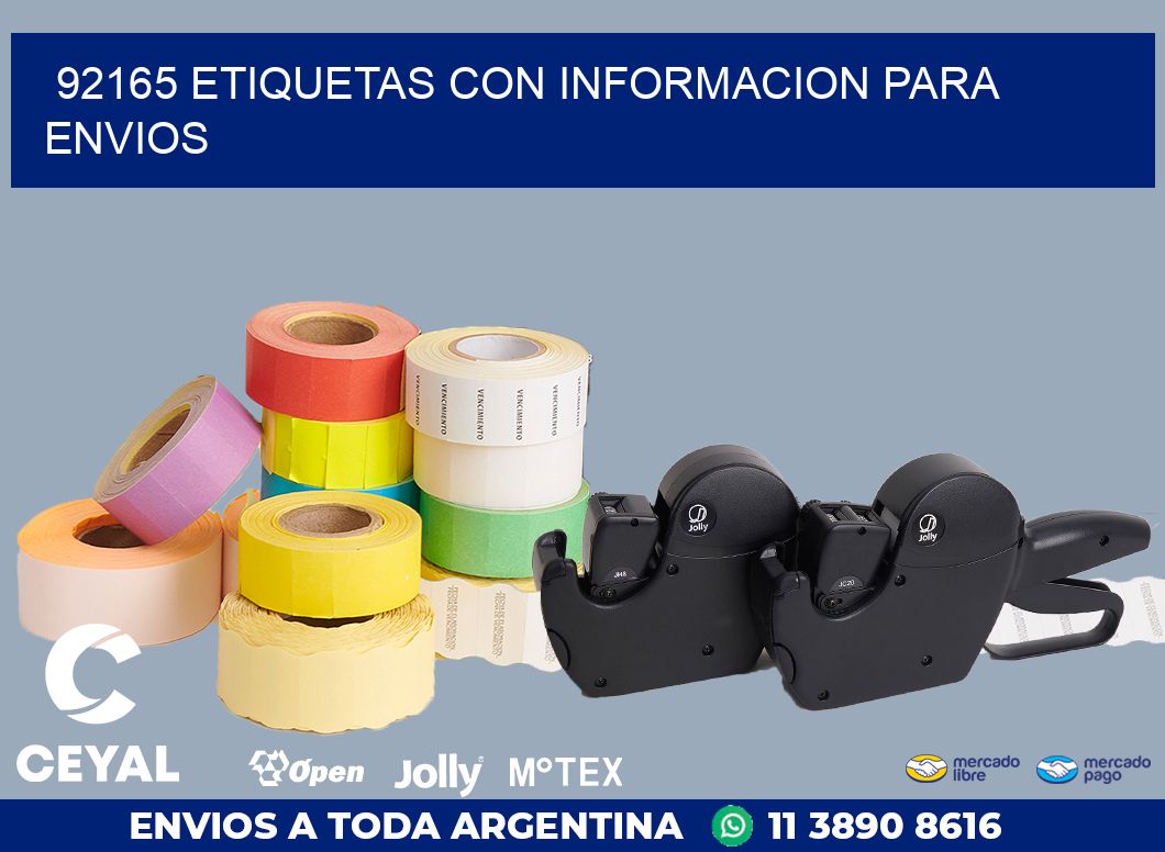 92165 ETIQUETAS CON INFORMACION PARA ENVIOS