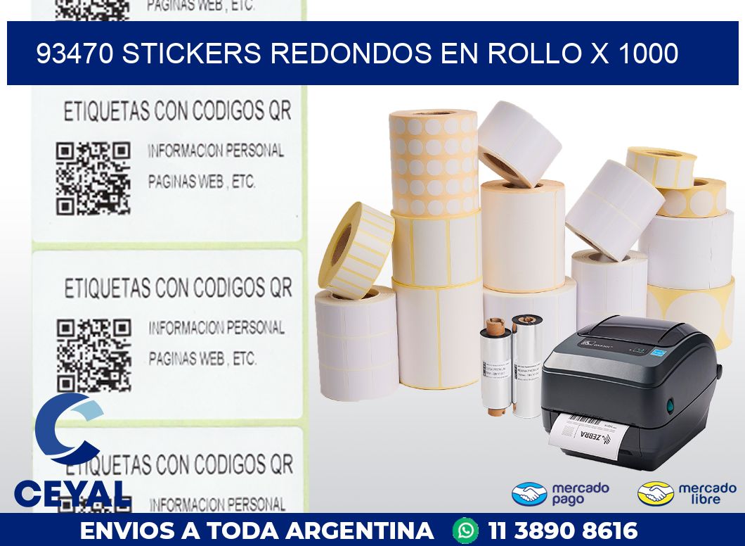 93470 STICKERS REDONDOS EN ROLLO X 1000