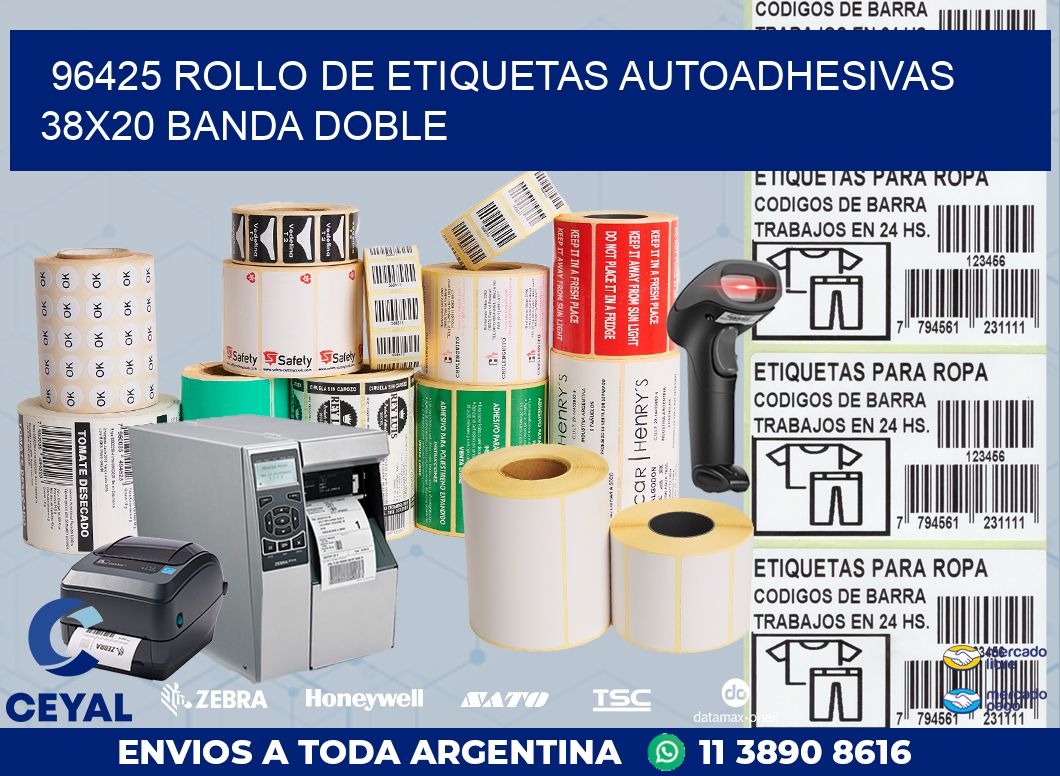 96425 ROLLO DE ETIQUETAS AUTOADHESIVAS 38X20 BANDA DOBLE