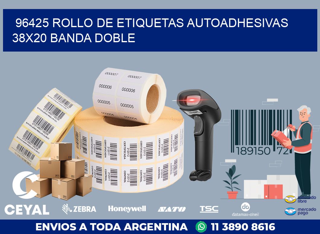 96425 ROLLO DE ETIQUETAS AUTOADHESIVAS 38X20 BANDA DOBLE