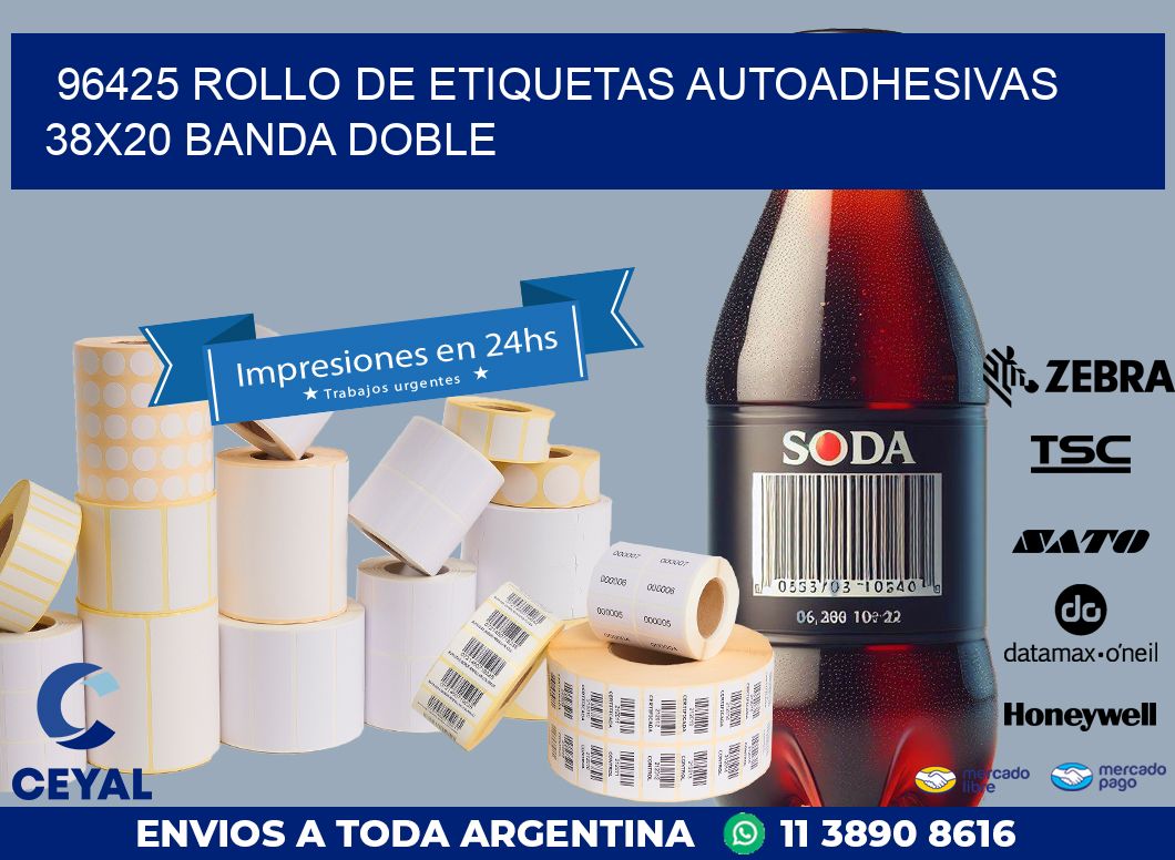 96425 ROLLO DE ETIQUETAS AUTOADHESIVAS 38X20 BANDA DOBLE