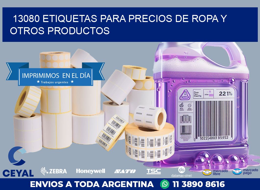 13080 ETIQUETAS PARA PRECIOS DE ROPA Y OTROS PRODUCTOS