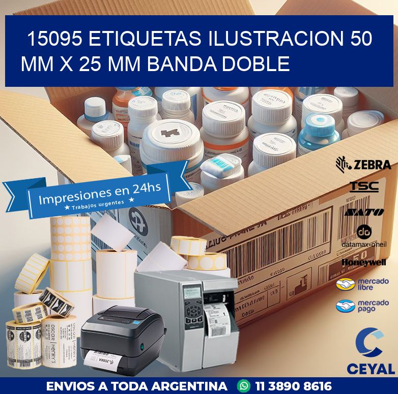 15095 ETIQUETAS ILUSTRACION 50 MM X 25 MM BANDA DOBLE