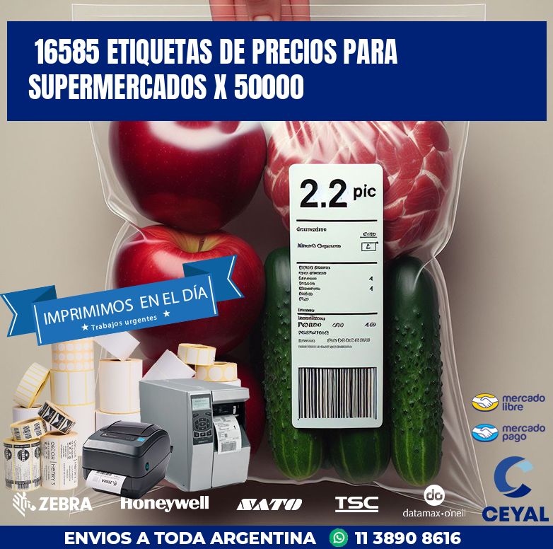 16585 ETIQUETAS DE PRECIOS PARA SUPERMERCADOS X 50000