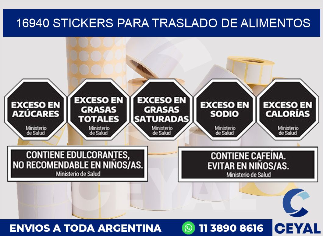 16940 STICKERS PARA TRASLADO DE ALIMENTOS