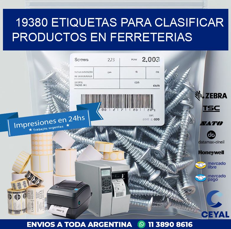19380 ETIQUETAS PARA CLASIFICAR PRODUCTOS EN FERRETERIAS