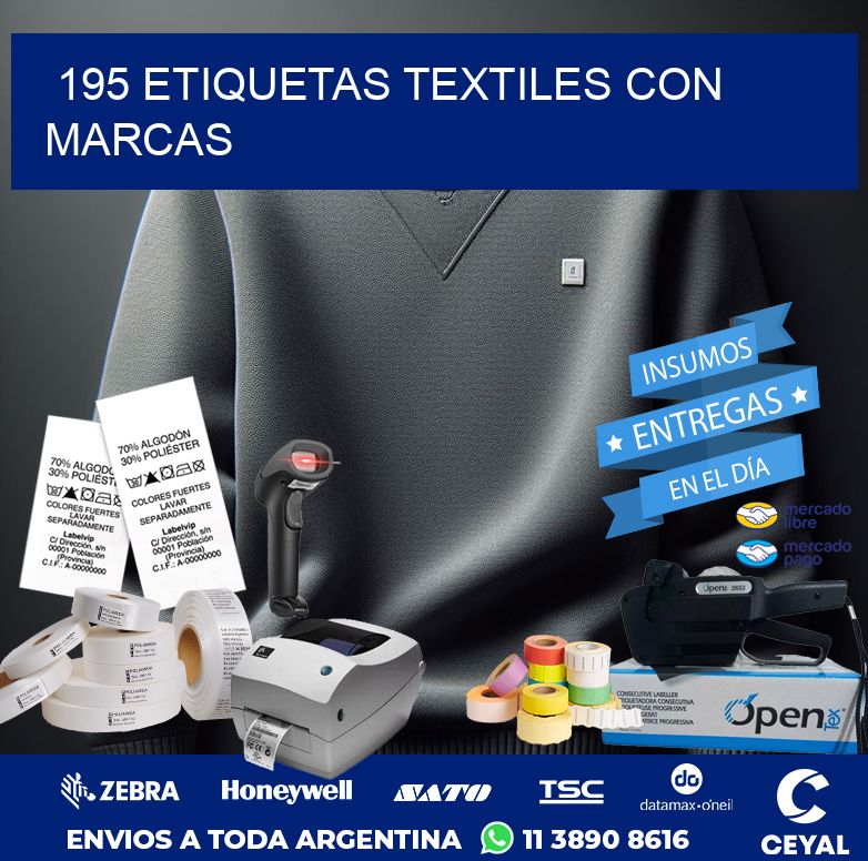 195 ETIQUETAS TEXTILES CON MARCAS