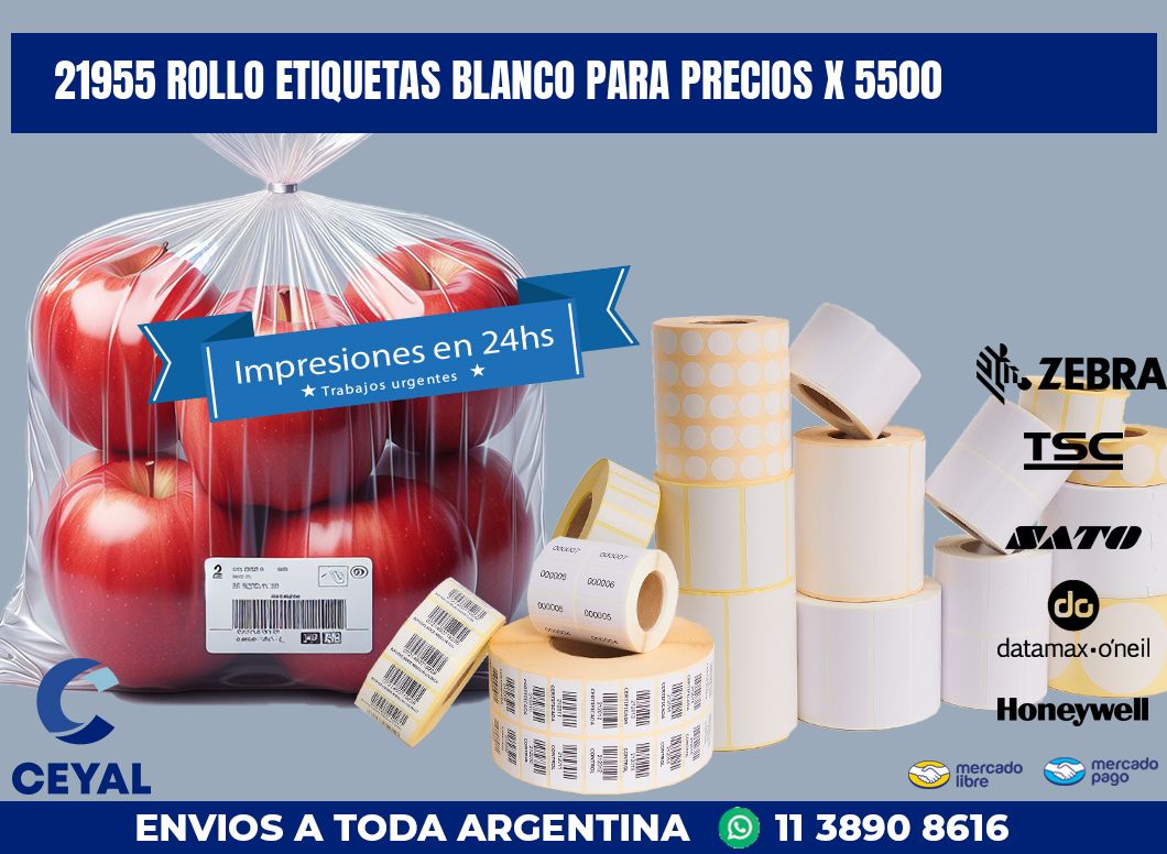 21955 ROLLO ETIQUETAS BLANCO PARA PRECIOS X 5500
