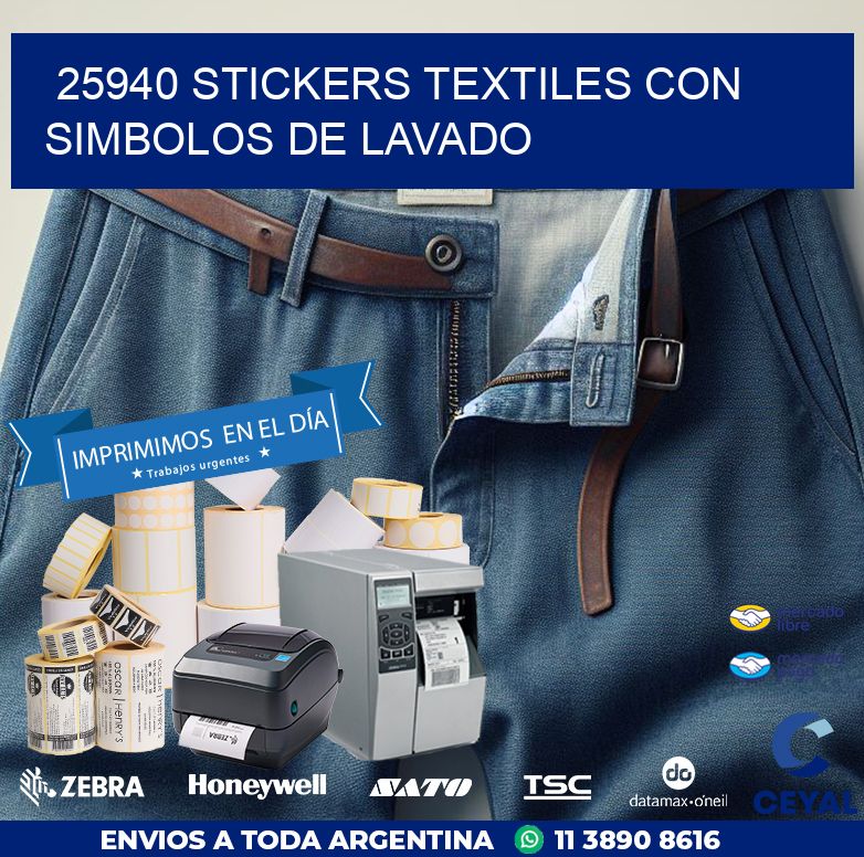 25940 STICKERS TEXTILES CON SIMBOLOS DE LAVADO