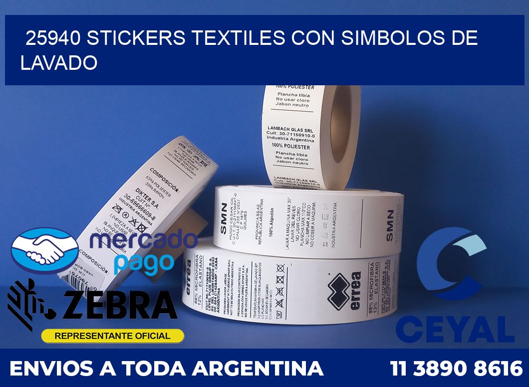 25940 STICKERS TEXTILES CON SIMBOLOS DE LAVADO