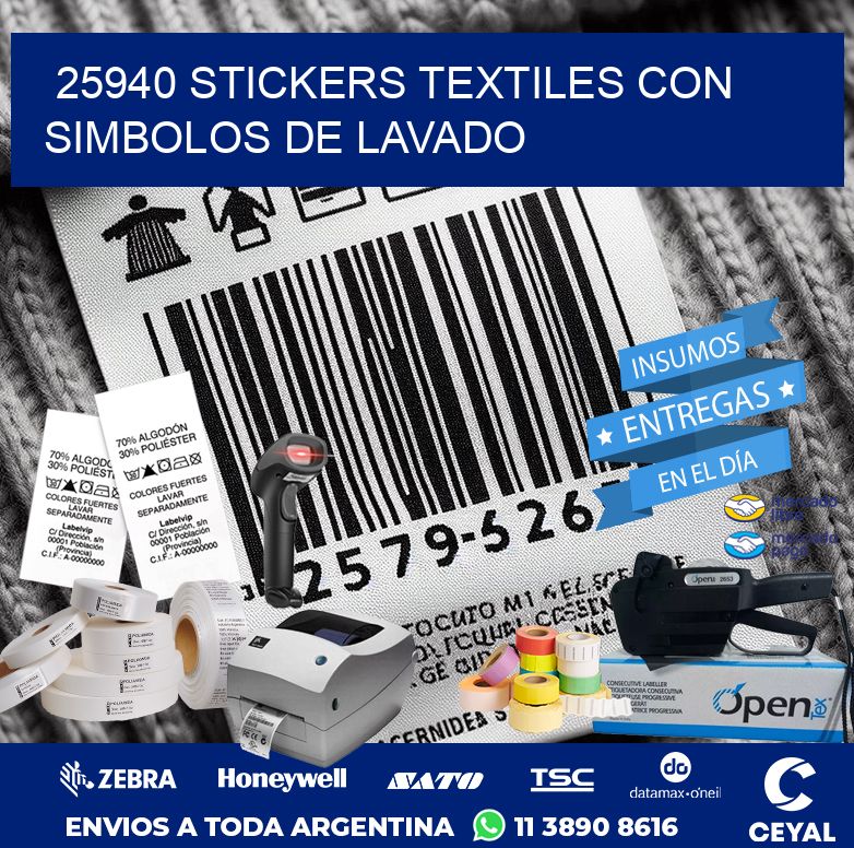 25940 STICKERS TEXTILES CON SIMBOLOS DE LAVADO