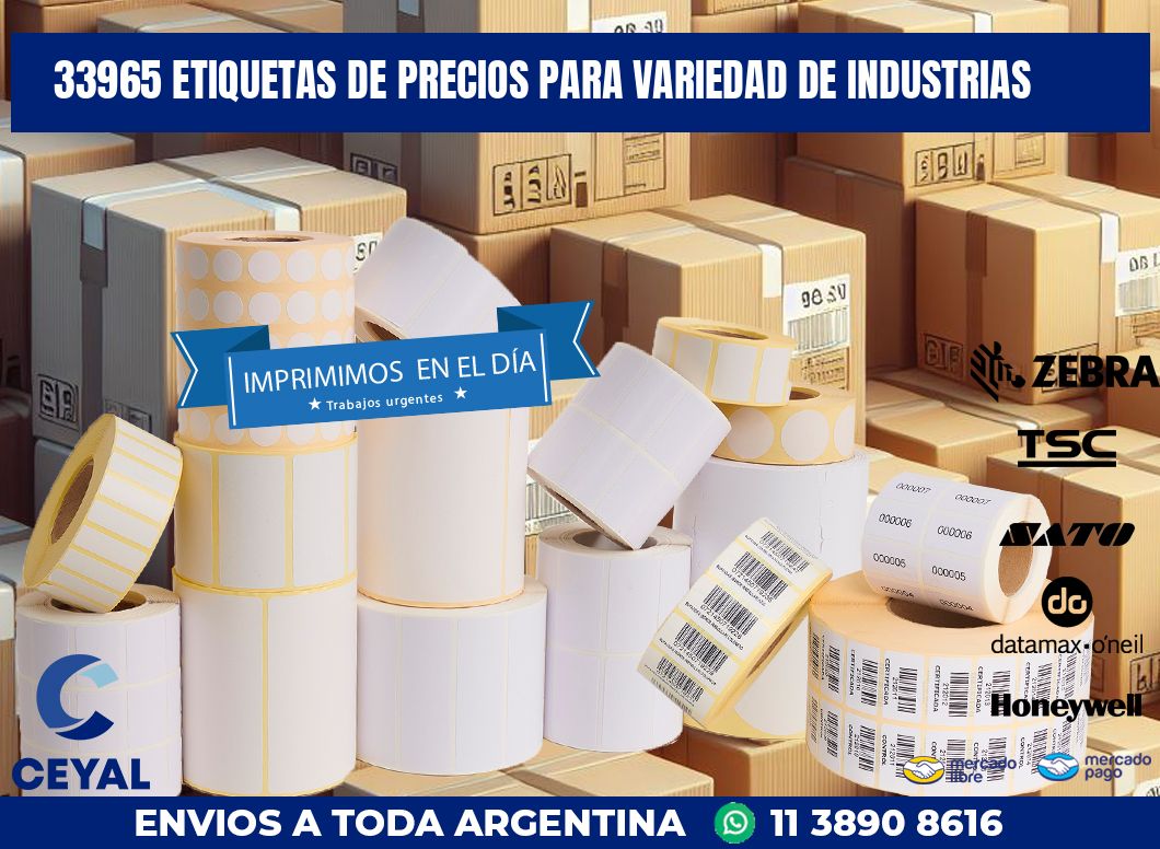 33965 ETIQUETAS DE PRECIOS PARA VARIEDAD DE INDUSTRIAS