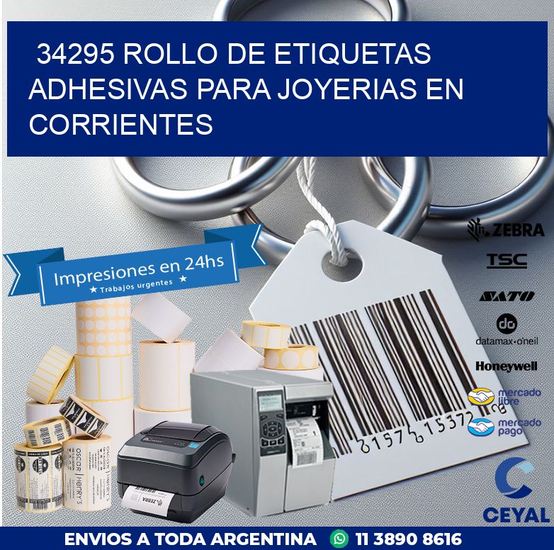 34295 ROLLO DE ETIQUETAS ADHESIVAS PARA JOYERIAS EN CORRIENTES