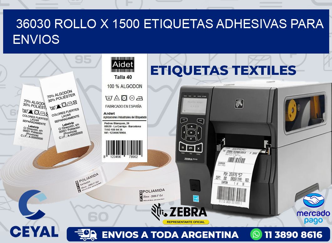 36030 ROLLO X 1500 ETIQUETAS ADHESIVAS PARA ENVIOS