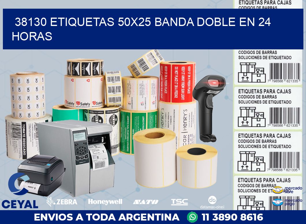 38130 ETIQUETAS 50X25 BANDA DOBLE EN 24 HORAS
