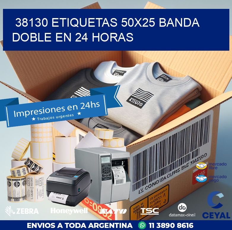 38130 ETIQUETAS 50X25 BANDA DOBLE EN 24 HORAS
