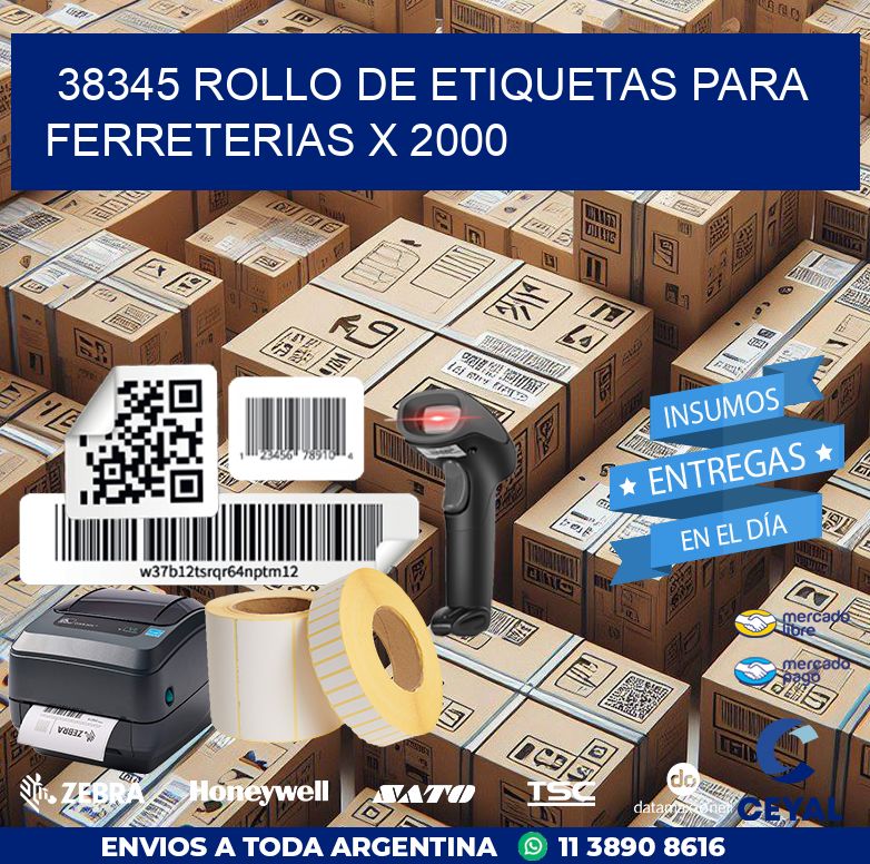 38345 ROLLO DE ETIQUETAS PARA FERRETERIAS X 2000