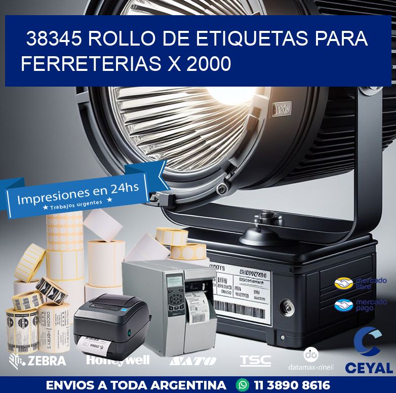 38345 ROLLO DE ETIQUETAS PARA FERRETERIAS X 2000