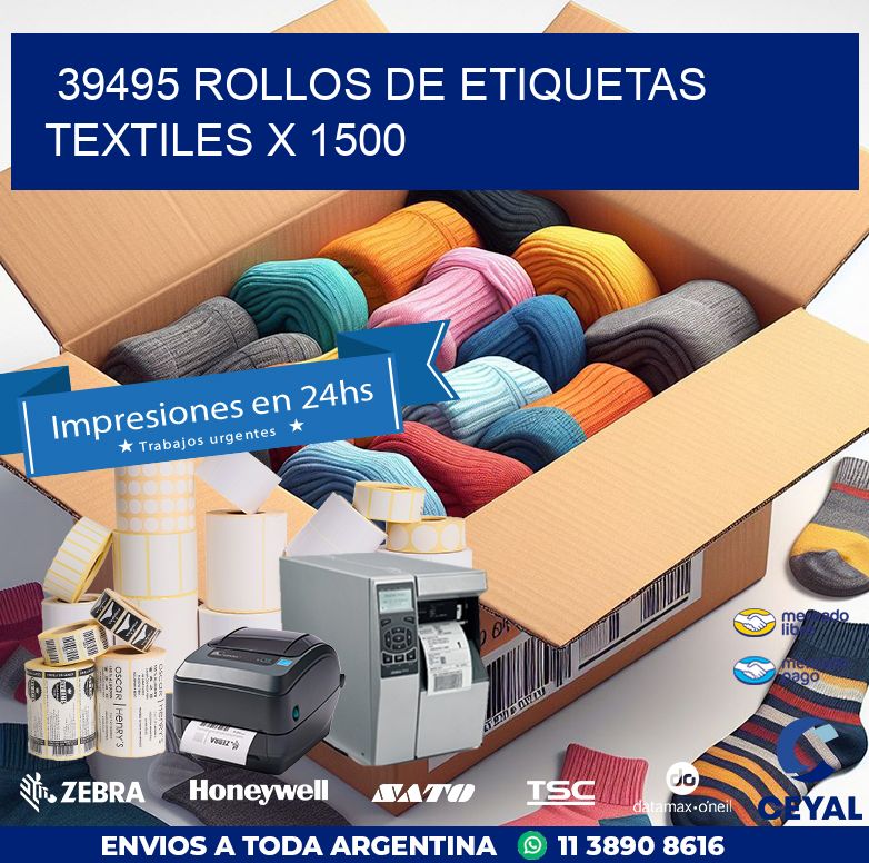 39495 ROLLOS DE ETIQUETAS TEXTILES X 1500