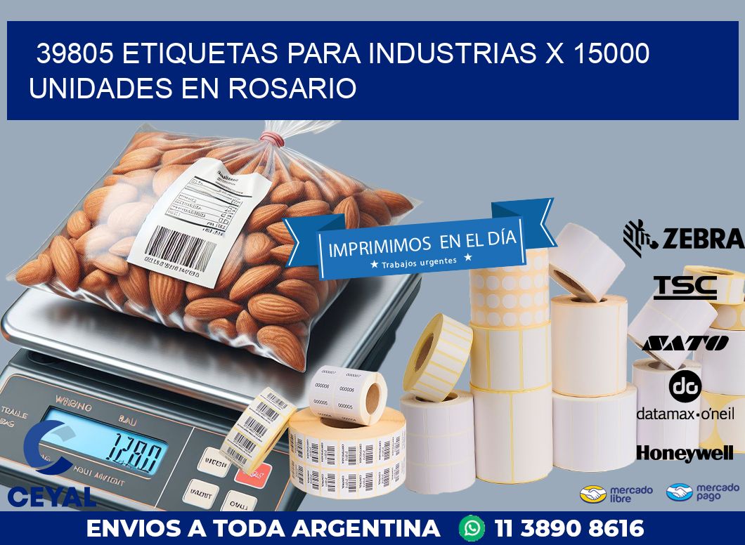 39805 ETIQUETAS PARA INDUSTRIAS x 15000 UNIDADES EN ROSARIO
