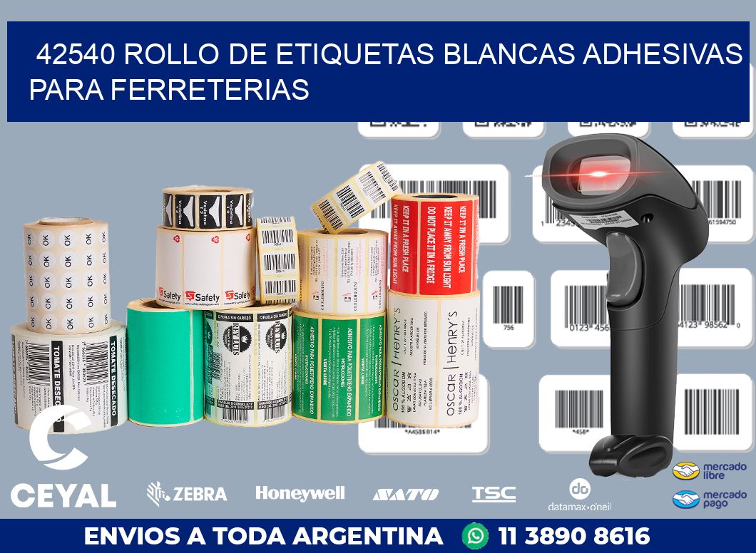 42540 ROLLO DE ETIQUETAS BLANCAS ADHESIVAS PARA FERRETERIAS