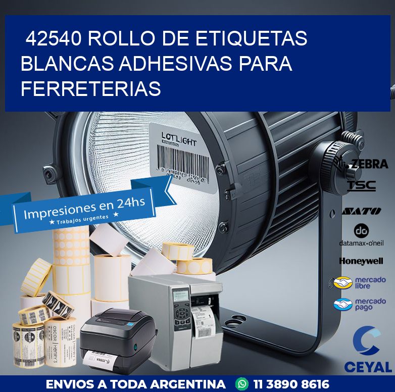 42540 ROLLO DE ETIQUETAS BLANCAS ADHESIVAS PARA FERRETERIAS